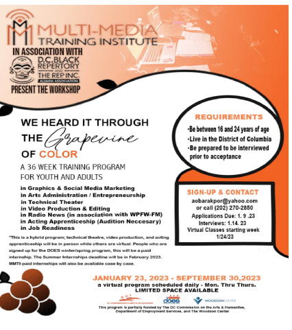 A flyer for the multi-media training institute.