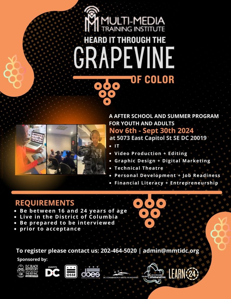 A flyer for the grapevine of color program.