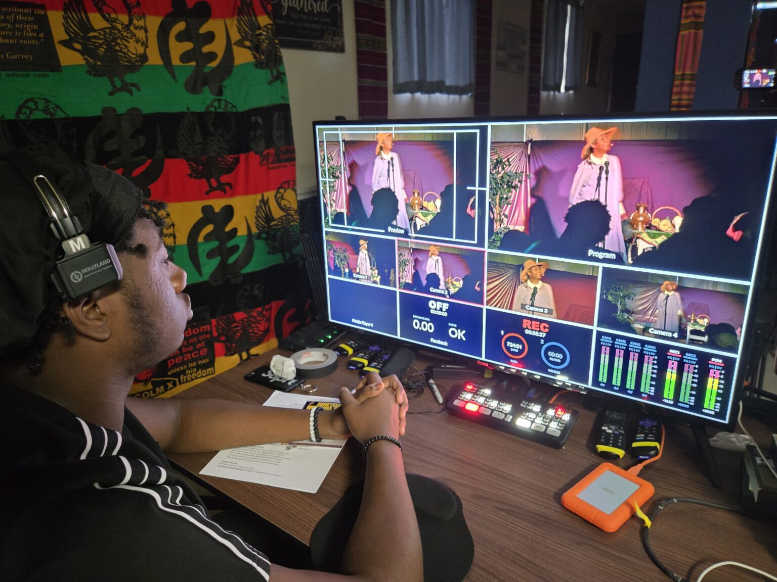 Monitoring the camera angles.
