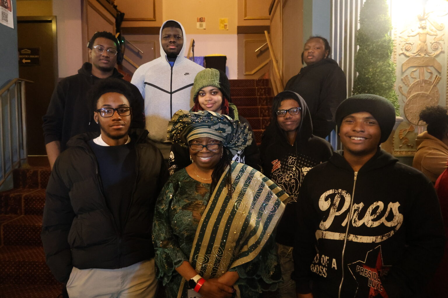 Dr. Awa with MMTI Students who worked behind the scenes from the Baldwin event